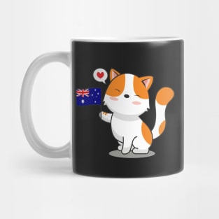 Cute Cat Holding Australia Flag Mug